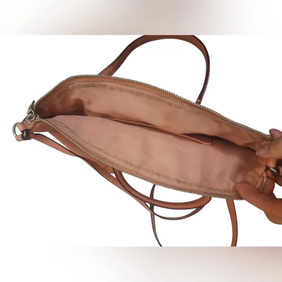 COACH 34340 PRAIRIE SATCHEL PEBBLE LEATHER Crossbody BAG In Coral - Picture 13 of 15